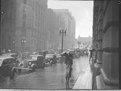 Rain, Martin Place, Sydney, 1937 / by Sam Hood | by State Library of NSW