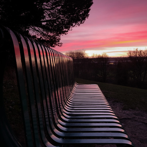 barnsley dec2016 fujixt2 landscape longfields darton sun sunset goldenhour outdoor colour bench seat sky clouds