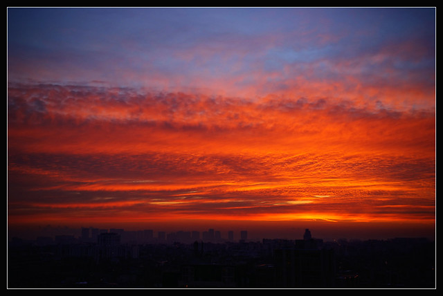 Burning sunrise over Paris
