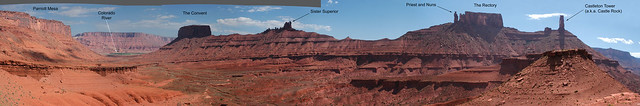 Ida Gulch panorama, with labels... 20040710_3140-45-48-49-52-55-59