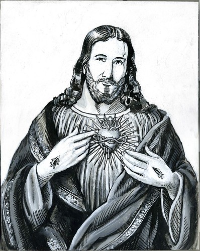 Christ with Sacred Heart | 30 x 24 acrylics on cardboard 200… | Flickr