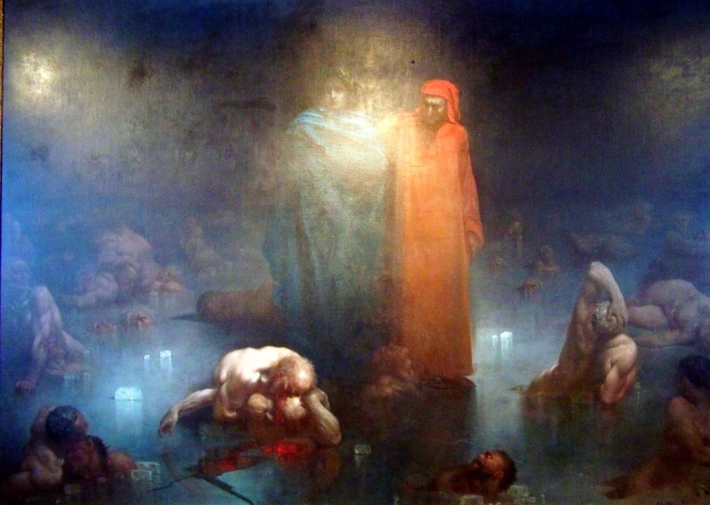Gustave Doré, Dante et Virgile dans le 9e cercle de l'Enfer - a photo ...