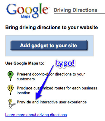 Google Maps Driving Directions Typo