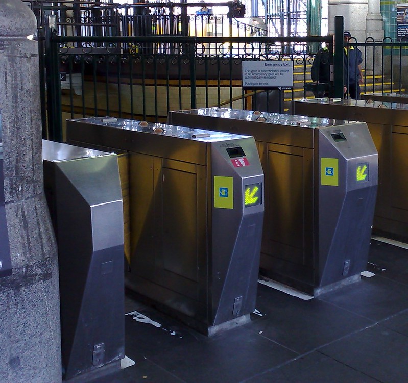 Metcard fare gates with Myki readers