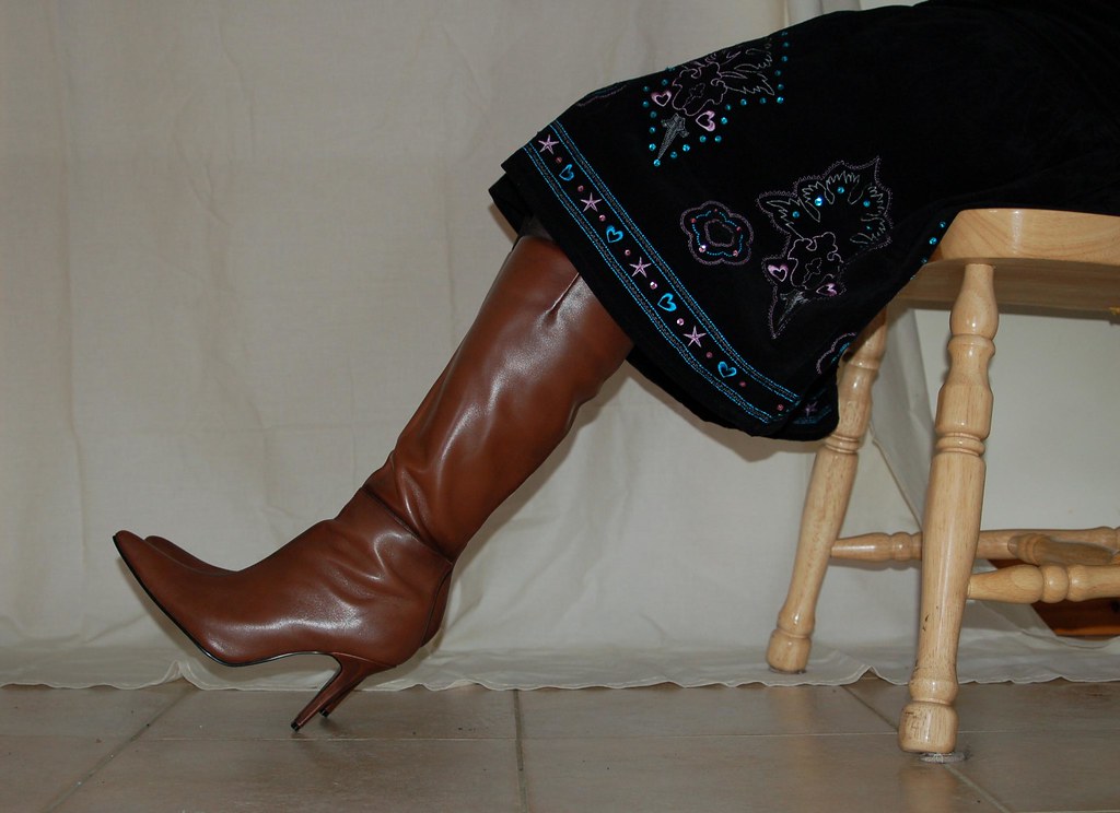 dune grey knee high boots