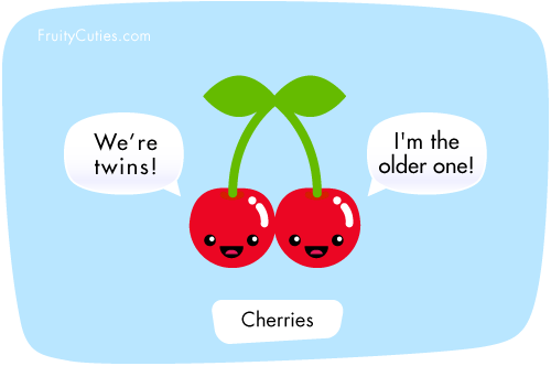 Cherry Twins - Kawaii Fruit Joke - Fruity Cuties