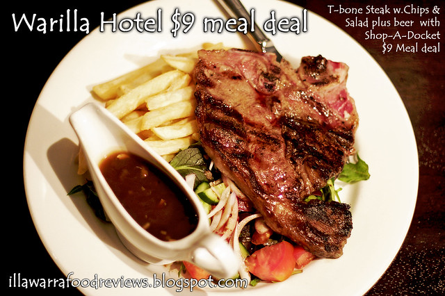 Illawarra Food Reviews; Warilla Hotel $9 meal deal - Steak & Beer or wine for $9 with Shop-A-Docket