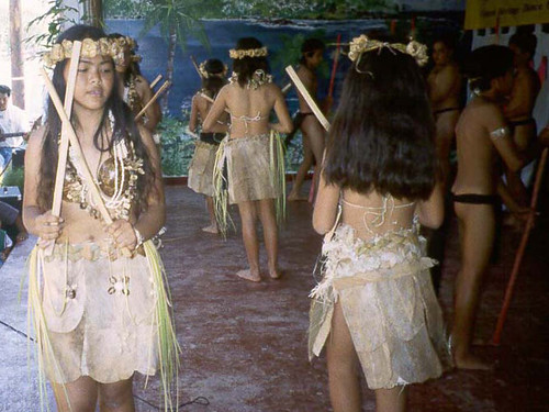 Coconut fiber is commonly used to suspend objects such as shells, pendants, and beads. The shells are often used as bra cups for cultural dancing.

Judy Flores
