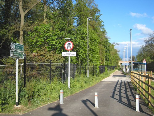 Bridleway and "Except authorised access" signs, "Histon & Impington" station, Guided Busway, Cambridge | by chailey