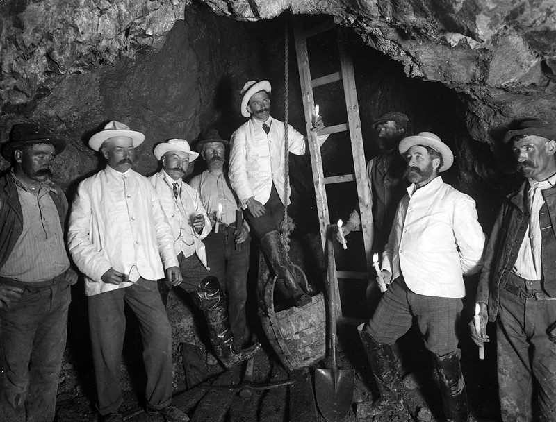 Mr Meardon and men in Bonmahon Mines