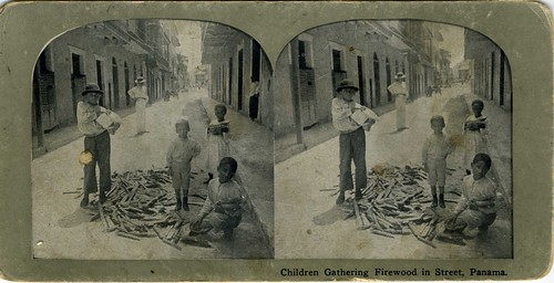 (stereoview) Children gathering firewood in the street, Panama | by Thiophene_Guy