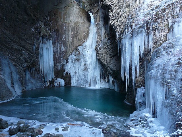 Winter Kožjak Waterfall, Eastern Julian Pre-Alps