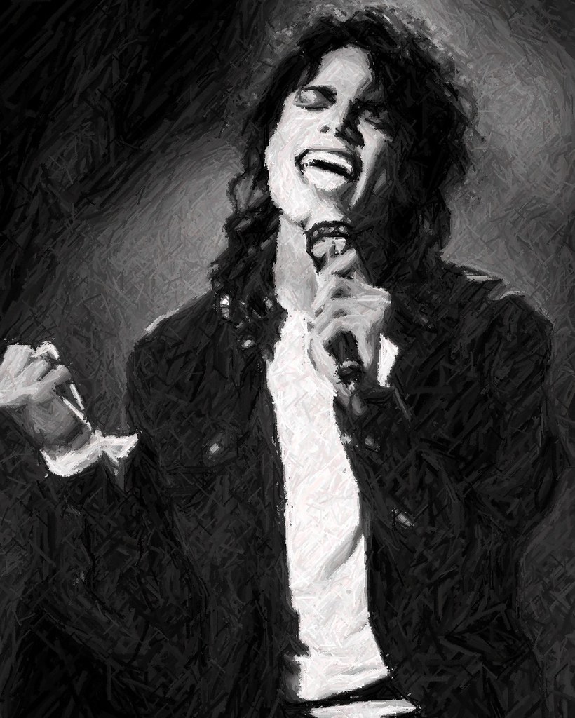Michael Jackson blackn white pencil