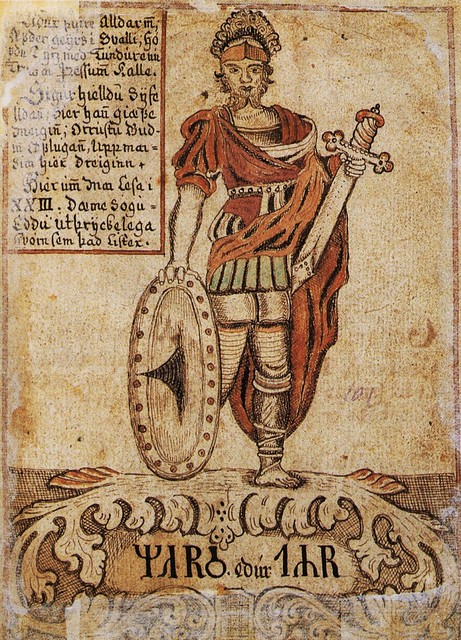 Nordic God Tyr. From the 18th Century Icelandic manuscript