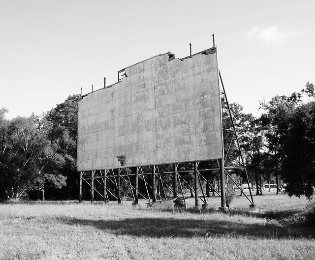 Twin Ranch Drive-In Movie Theater, Cleveland, Texas 0804090852BW