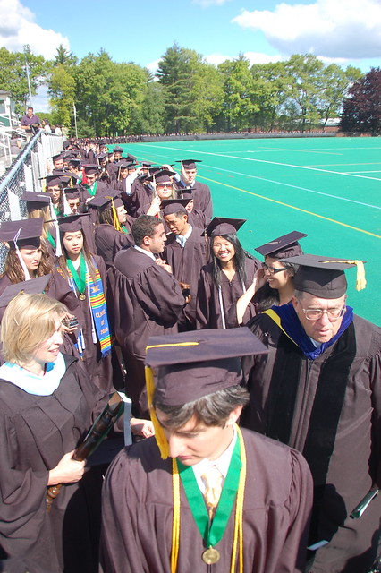 Tiffany (et al) graduates from Babson: Tiffany at the head of the line to graduate
