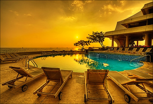 sunset pool hawaii hotel resort bigisland kona hdr kailua photomatix 3exp royalkona ☆thepowerofnow☆