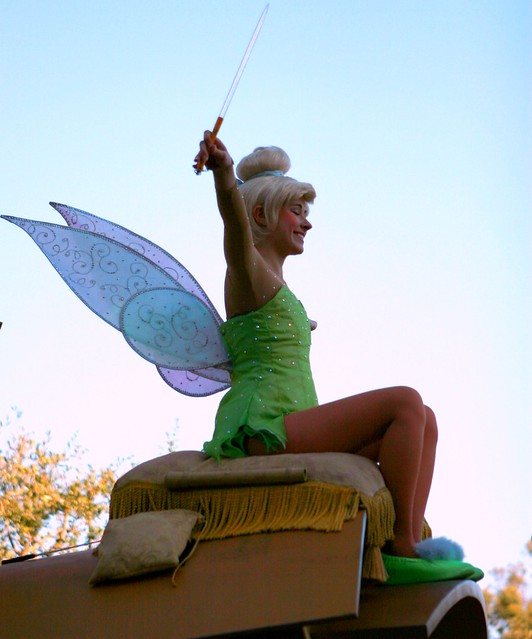 Tinkerbell high atop her float