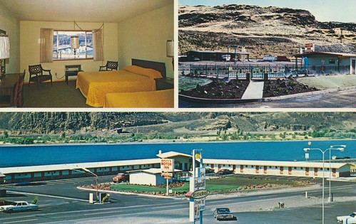 oregon vintage postcard motel roomview i84 poolview biggsjunction triview