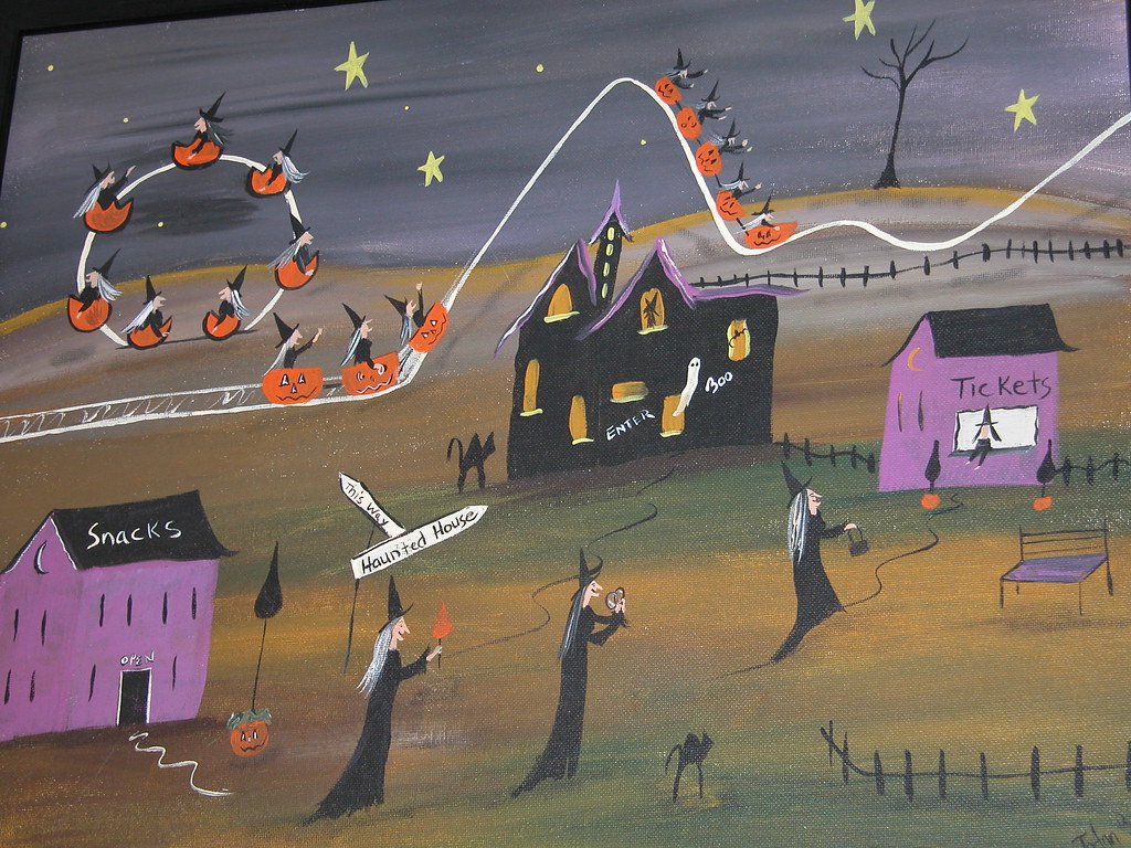 Witch's Amusement Park Painting | Original oil painting. Che… | Flickr