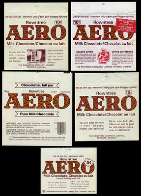 Canadian Rowntree Aero cany bar wrappers - 1970's | The Aero… | Flickr