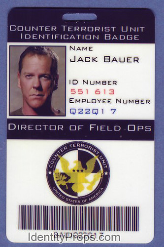 Counter terrorist unit 24 CTU director of field ops jack bauer vertical ID Card