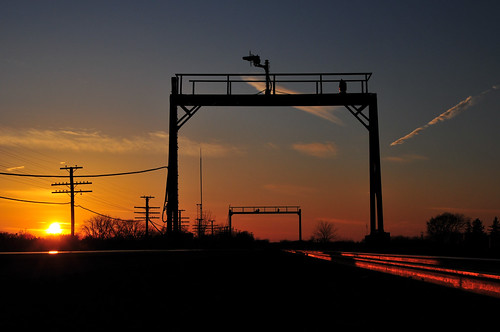 Sunset on the Transcon by Don Kalkman, The sun sets on another day along the former Santa Fe mainline outside of Streator, Illinois. These