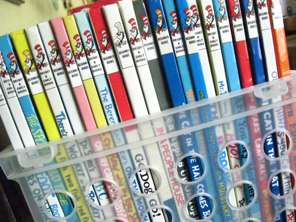 A collection of Dr. Seuss books that reflect his imaginative storytelling.