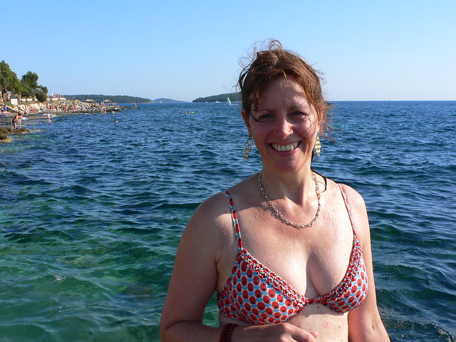 Swimming on the coast of Istria, Croatia