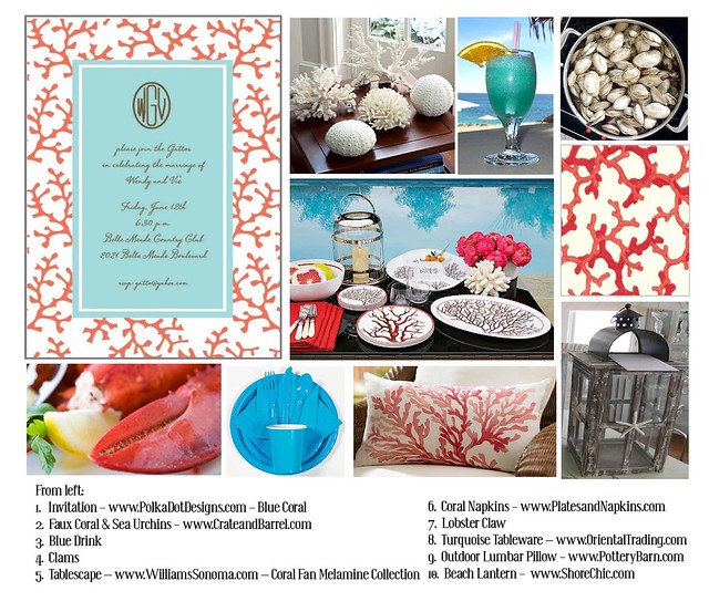 Baby Shower Idea Board - Coral Turquoise