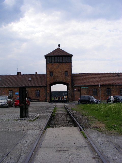The main gate of Auschwitz II-Birkenau