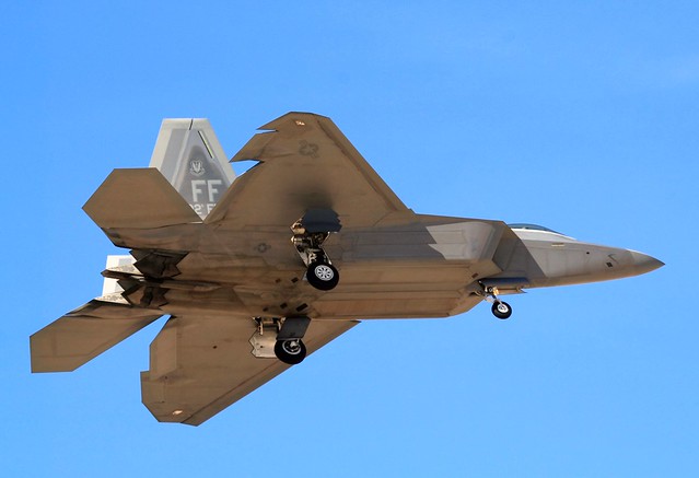 1ST FW F-22A RECOVERS TO NELLIS AFB DURING RED FLAG