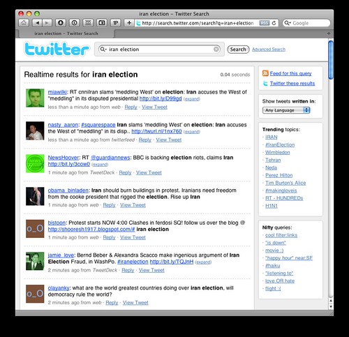 Twitter search results about iran events | by One Day Without Google