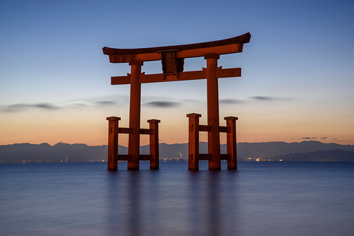 高島市 滋賀県 japan 琵琶湖 湖 lake 白髭神社 神社 shrine 日の出 sunrise