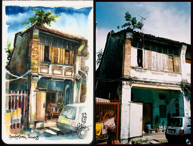 Georgetown : Watercolour painting vs Photograph