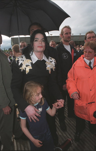 Michael Jackson RIP Fund Raising Event Focusing on Children with Aids at Exeter City St James Park Football Club June 14 2002 010 with Daughter Paris