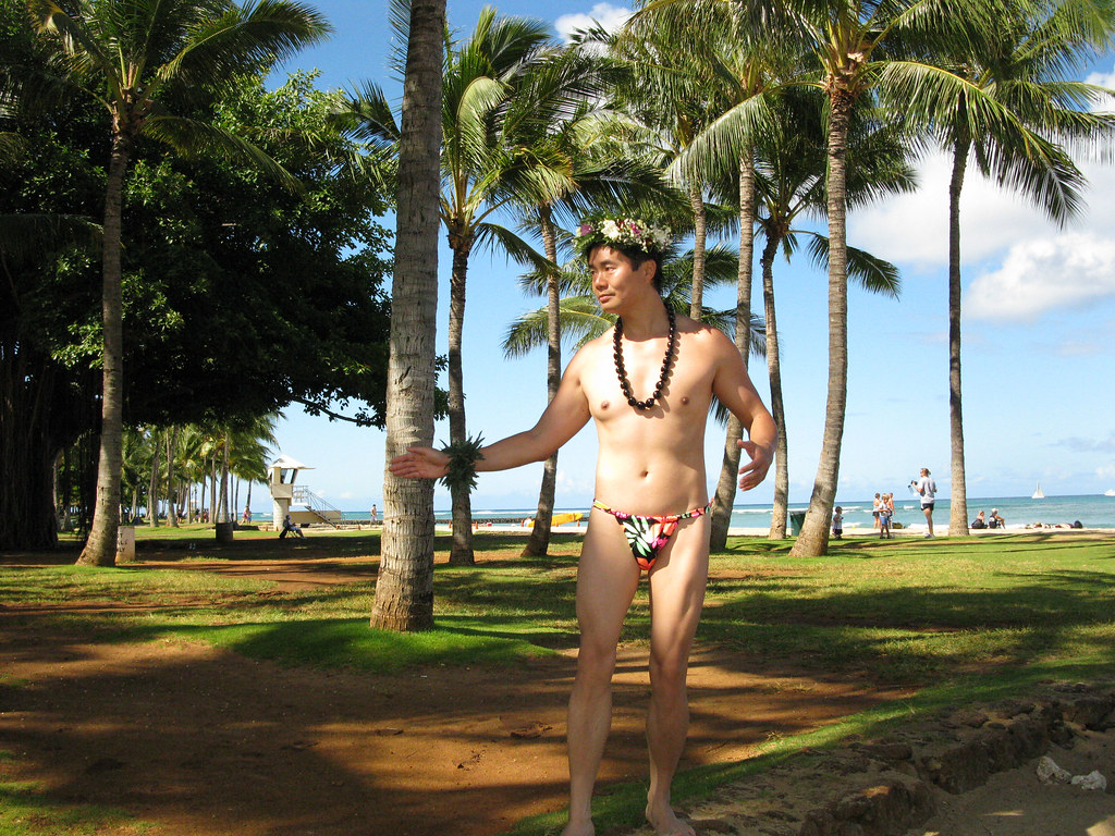 Hawaii Waikiki Trip - Tahitian Hula - Front Sliding Bikini Swimsuit by njhu...