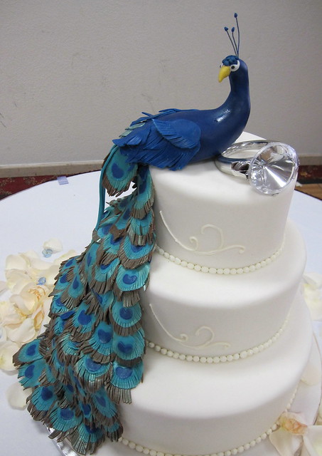 Masse's Pastries peacock wedding cake