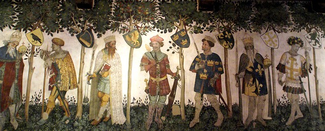 Castello della Manta, Salone Baronale, Freskenzyklus der Helden (Manta Castle, fresco cycle of the heroes)