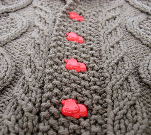Trellis Baby Sweater Hippo Buttons