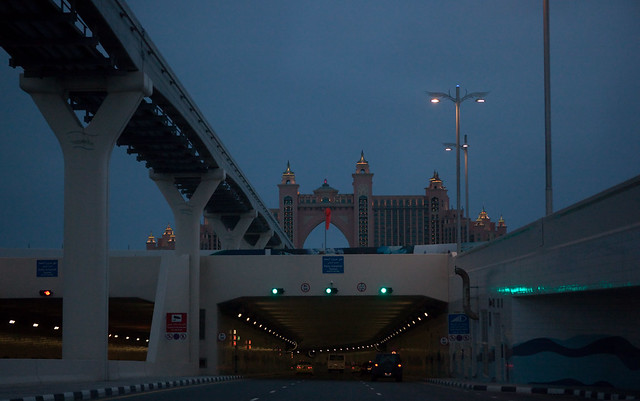 Motorway and monorail leading to the Atlantis Hotel on the Palm islands
