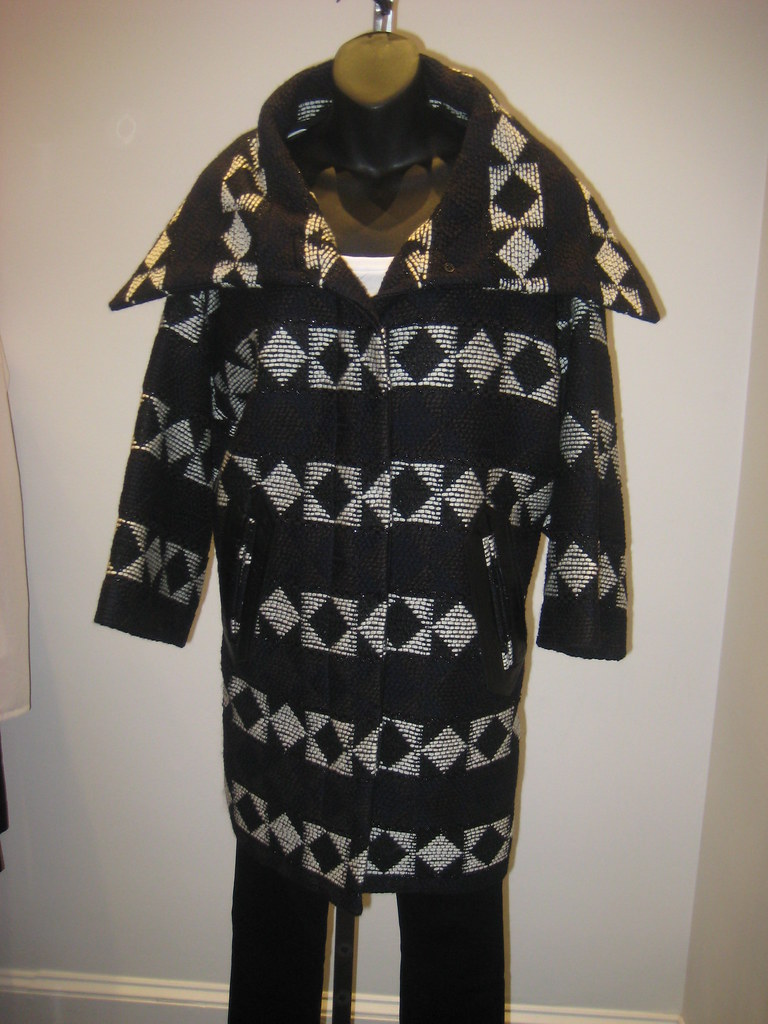 Yigal Azrouel | Jacquard Coat (Black & White w/Navy)- $1,800… | Gretta ...