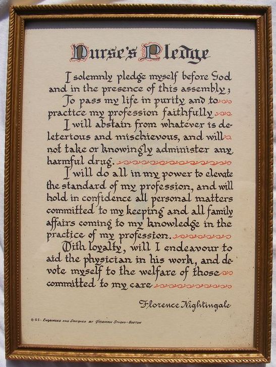 Nurse's Pledge by Florence Nightingale Early Goodman Print a photo