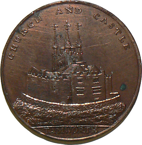 Provincial Token - Halfpenny - Tamworth Church and Castle - by Thomas Wyon - Issued by Francis Blick, Tamworth, 1799 (Reverse) (29mm dia)