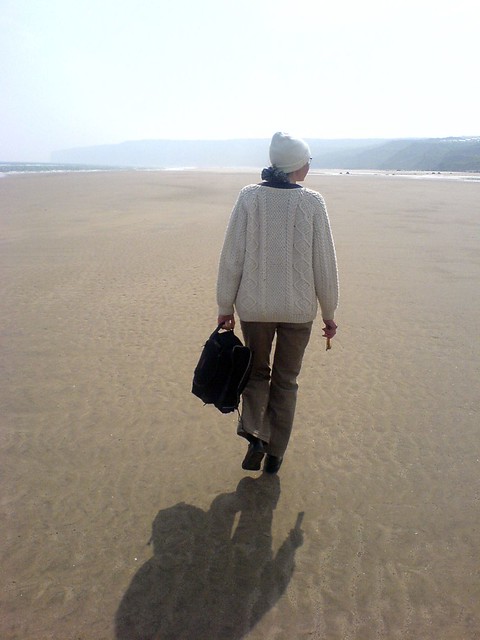 Rita walking on Hunmanby Gap Beach