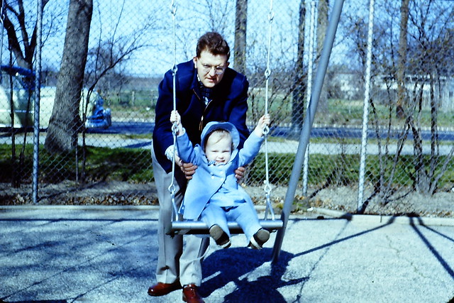 1953 vintage photo 1950s Father and Daughter at Park midcentury 35MM slide 32