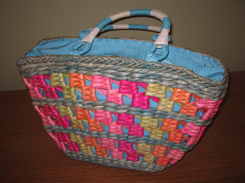 Sky Blue & Multicolour Basket Bag | by shira.C