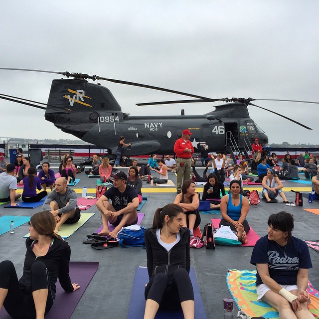 Wellness journey. Nearly 650 people ready for Yoga on the USS Midway. @USSMidwayMuseum