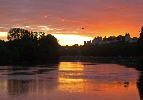 Sunset on the Vienne River, Chinon by Dave Aragona, sunset france loire chinon vienneriver