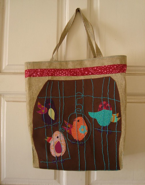caged birds gold tote SOLD